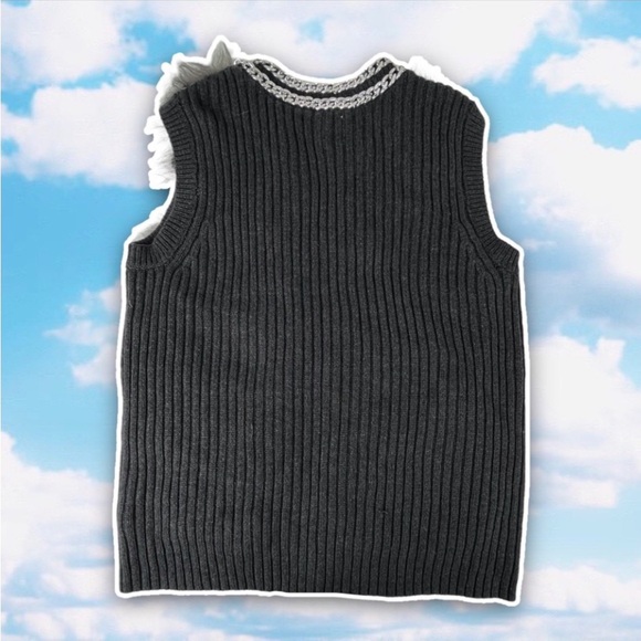 NWT JENNIFER LOPEZ Modern Bohemia Vegan Faux Fur Rib Knit Open Sweater Vest Boho - Picture 9 of 14